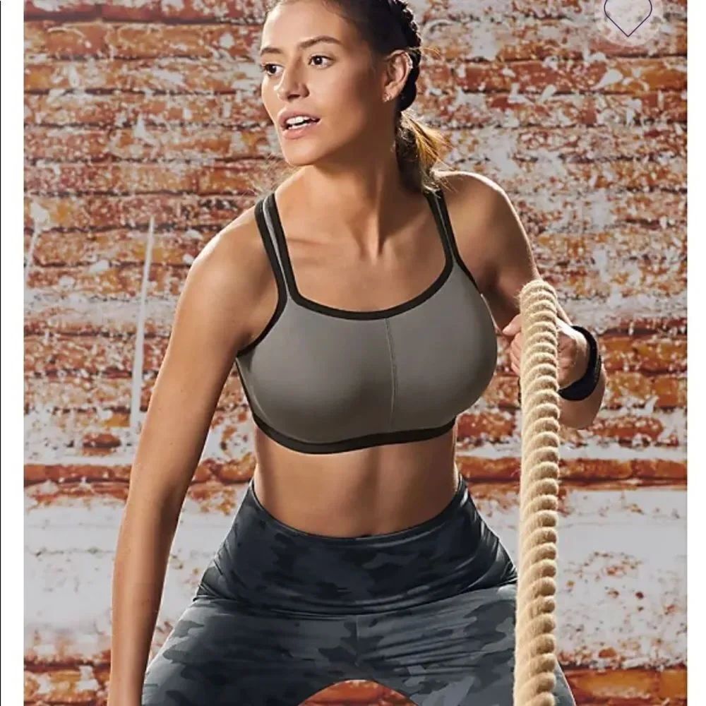Natori Yogi Gray & Black Sports Bra sz 32G EUC